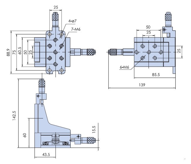 PT-XZ13 高精度型手动整体平移台XYZ PT-XZ13 高精度型手动整体平移台XYZ