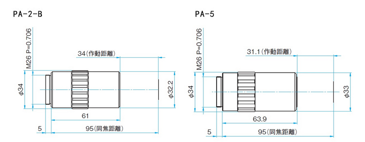 超长工作距离物镜 明视野观察用 无限远PA-20-L-A