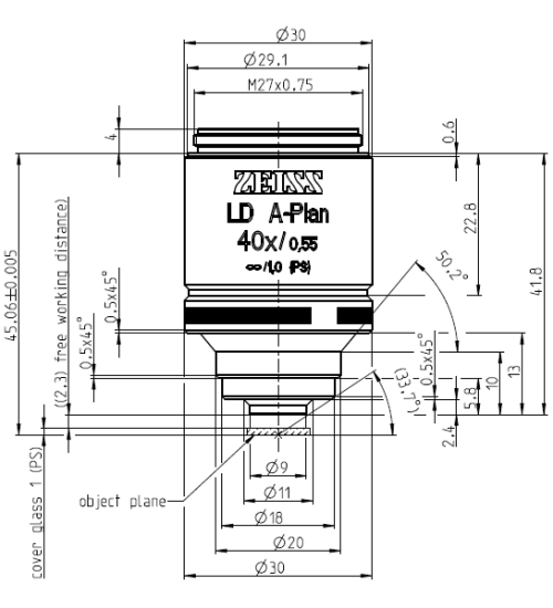 蔡司物镜Objective LD A-Plan 5x/0.15 M27长工作距离明场 蔡司物镜Objective LD A-Plan 5x/0.15 M27长工作距离明场