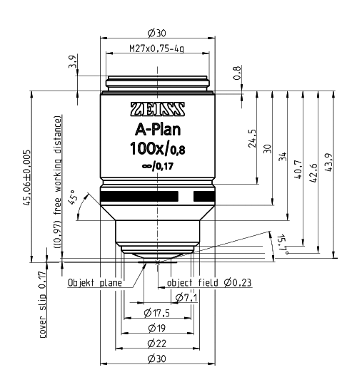 A-Plan 5x/0.12 M27蔡司物镜日常观察研究使用物镜 A-Plan 5x/0.12 M27蔡司物镜日常观察研究使用物镜