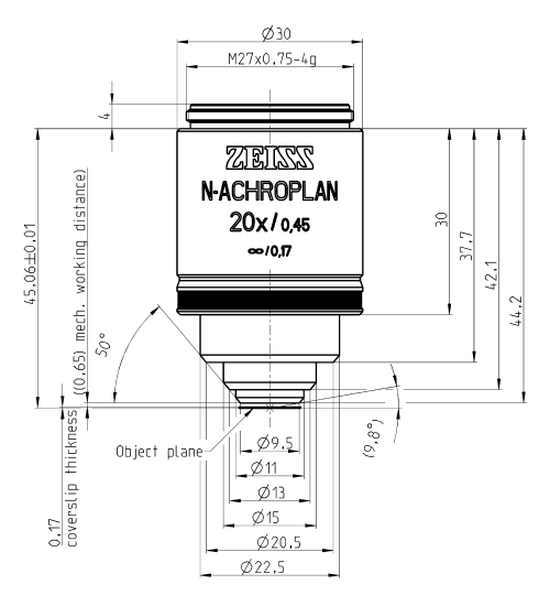Objective N-Achroplan 2.5x/0,07 M27 蔡司物镜