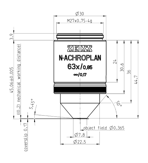 Objective N-Achroplan 2.5x/0,07 M27 蔡司物镜