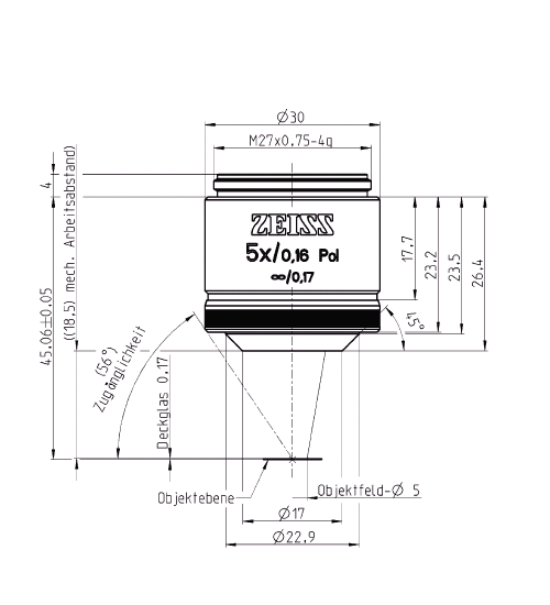 Objective EC Plan-Neofluar 2.5x/0.085 Pol M27蔡司物镜 Objective EC Plan-Neofluar 2.5x/0.085 Pol M27蔡司物镜