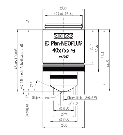 Objective EC Plan-Neofluar 2.5x/0.085 Pol M27蔡司物镜 Objective EC Plan-Neofluar 2.5x/0.085 Pol M27蔡司物镜