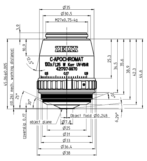 Objective C-Apochromat 40x/1.20 W Corr M27蔡司物镜 Objective C-Apochromat 40x/1.20 W Corr M27蔡司物镜