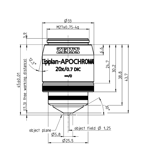蔡司物镜Objective C Epiplan-Apochromat 5x/0.2 DIC M27 蔡司物镜Objective C Epiplan-Apochromat 5x/0.2 DIC M27
