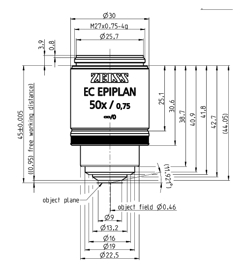 蔡司物镜Objective EC Epiplan 5x/0.13 M27 蔡司物镜Objective EC Epiplan 5x/0.13 M27