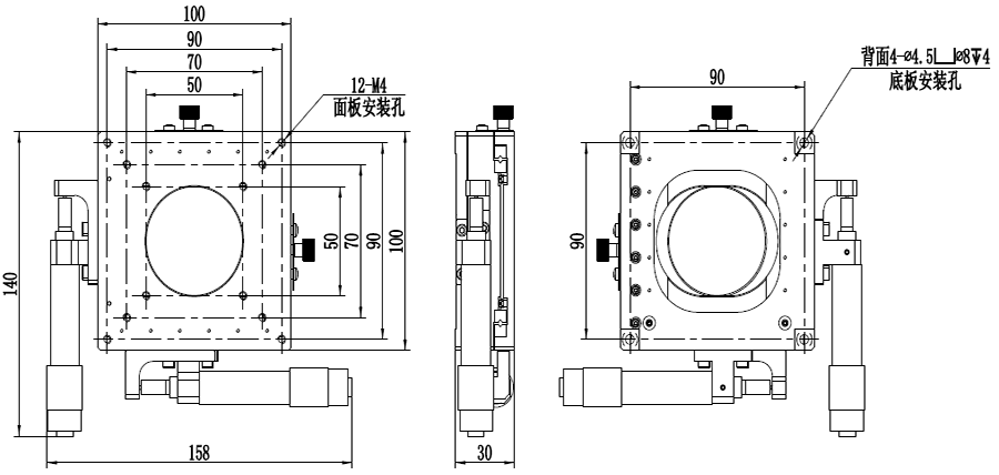 PT-XY125 手动XY平移台 中空平台 中空位移台 两轴平台 PT-XY125 手动XY平移台 中空平台 中空位移台 两轴平台