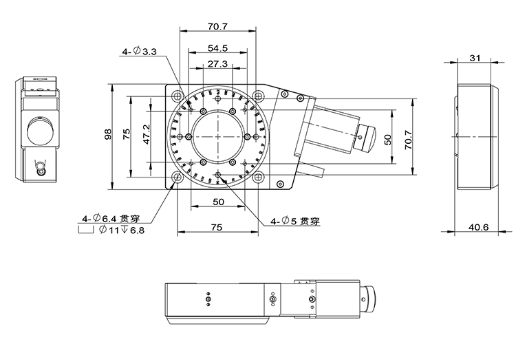 精密型电动旋转台 360°中空转台 光学实验位移台 PT-GD95A120 精密型电动旋转台 360°中空转台 光学实验位移台 PT-GD95A120