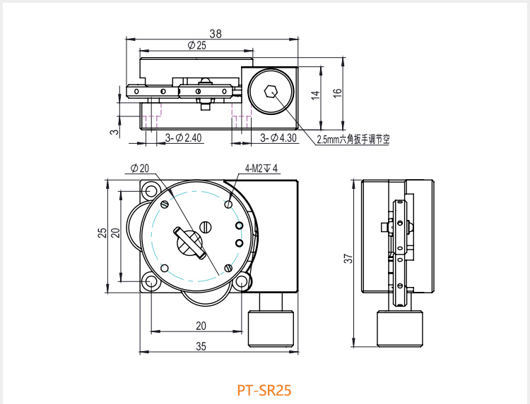 一体式摆动旋转平台精密位移手动微调光学位移滑台PT-SR25 一体式摆动旋转平台精密位移手动微调光学位移滑台PT-SR25