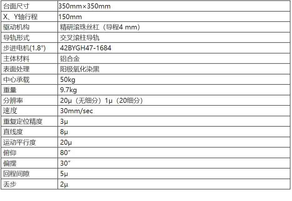 派迪威电动二维整体平移台 PT-XY150