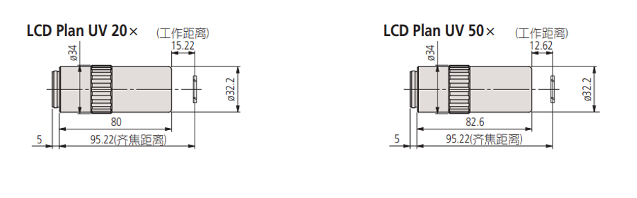 Mitutoyo三丰物镜 明视场用紫外校正 液晶紫外区校正 波长266nm Mitutoyo三丰物镜 明视场用紫外校正 液晶紫外区校正 波长266nm