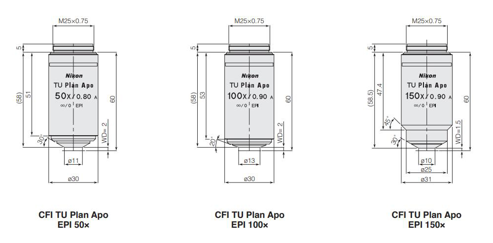 尼康CFI TU Plan Apo EPI/BD高分辨率物镜用于暗场/明场 尼康CFI TU Plan Apo EPI/BD高分辨率物镜用于暗场/明场