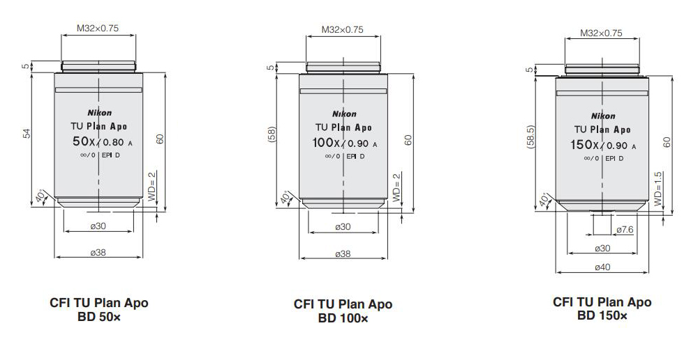 尼康CFI TU Plan Apo EPI/BD高分辨率物镜用于暗场/明场 尼康CFI TU Plan Apo EPI/BD高分辨率物镜用于暗场/明场
