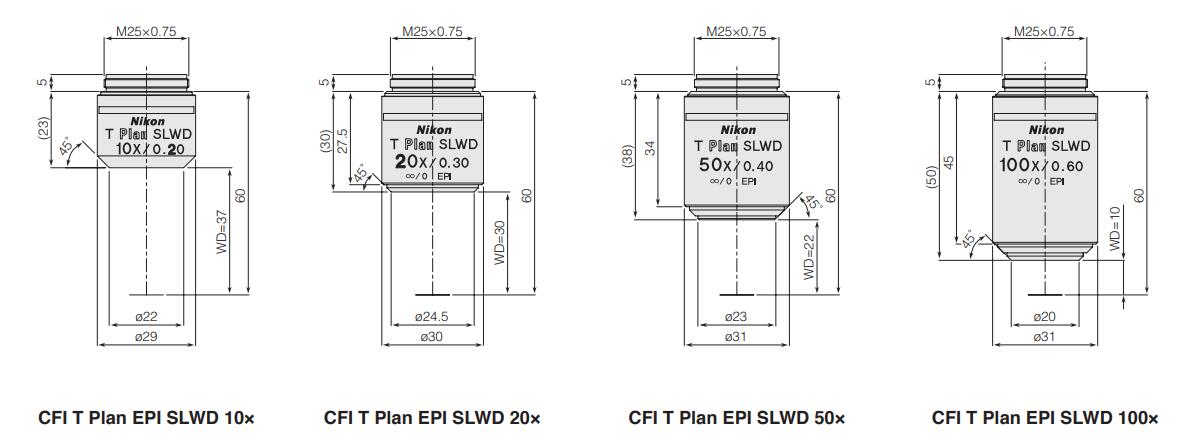 尼康CFI T PIan EPI SLWD超长工作距离物镜用于亮视场使用 尼康CFI T PIan EPI SLWD超长工作距离物镜用于亮视场使用