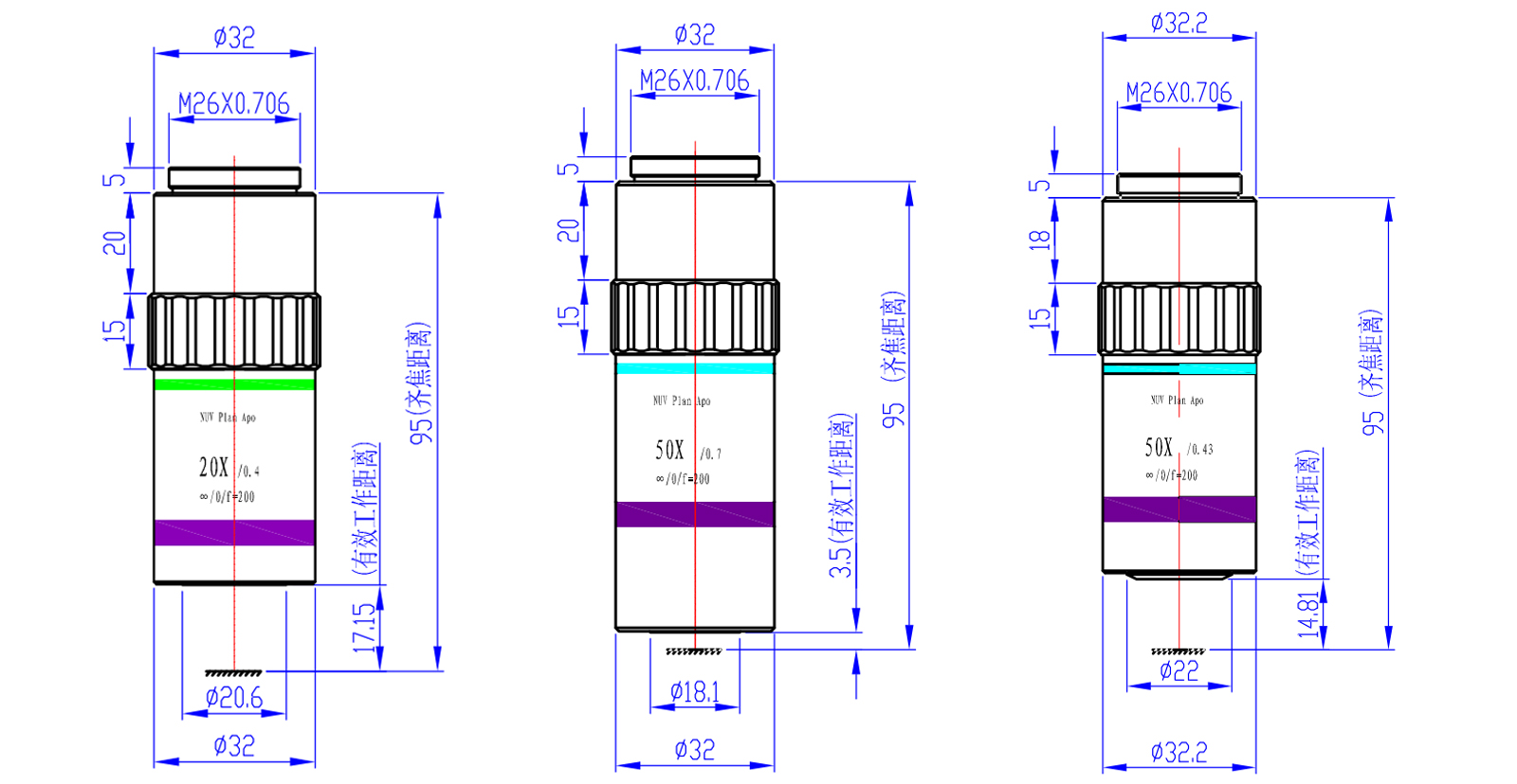 紫外物镜 紫外长焦物镜 355NM 紫外物镜 紫外长焦物镜 355NM