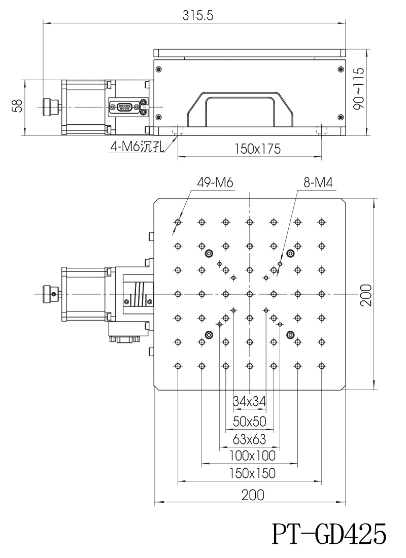 XYZ电动三维组合台 楔形升降台平移台PT-GD425 PT-GD140G XYZ电动三维组合台 楔形升降台平移台PT-GD425 PT-GD140G