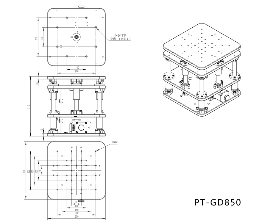 PT-GD850 electric lift platform Optical heavy duty Z-axis table PT-GD850 electric lift platform Optical heavy duty Z-axis table