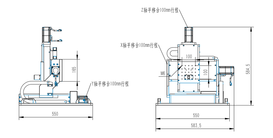 PT-DD100XYZ三轴联动位移系统 XYZ行程100mm PT-DD100XYZ三轴联动位移系统 XYZ行程100mm