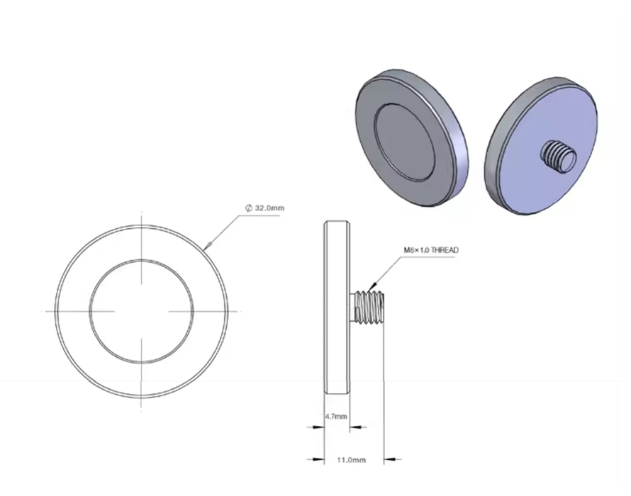 PG06光学不锈钢接杆支架底盘支杆支撑杆可调立柱螺丝带磁底盘