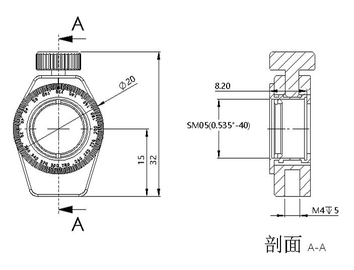 PT-SD95旋转透镜安装座波片安装架偏振片支架360°连续旋转光具座