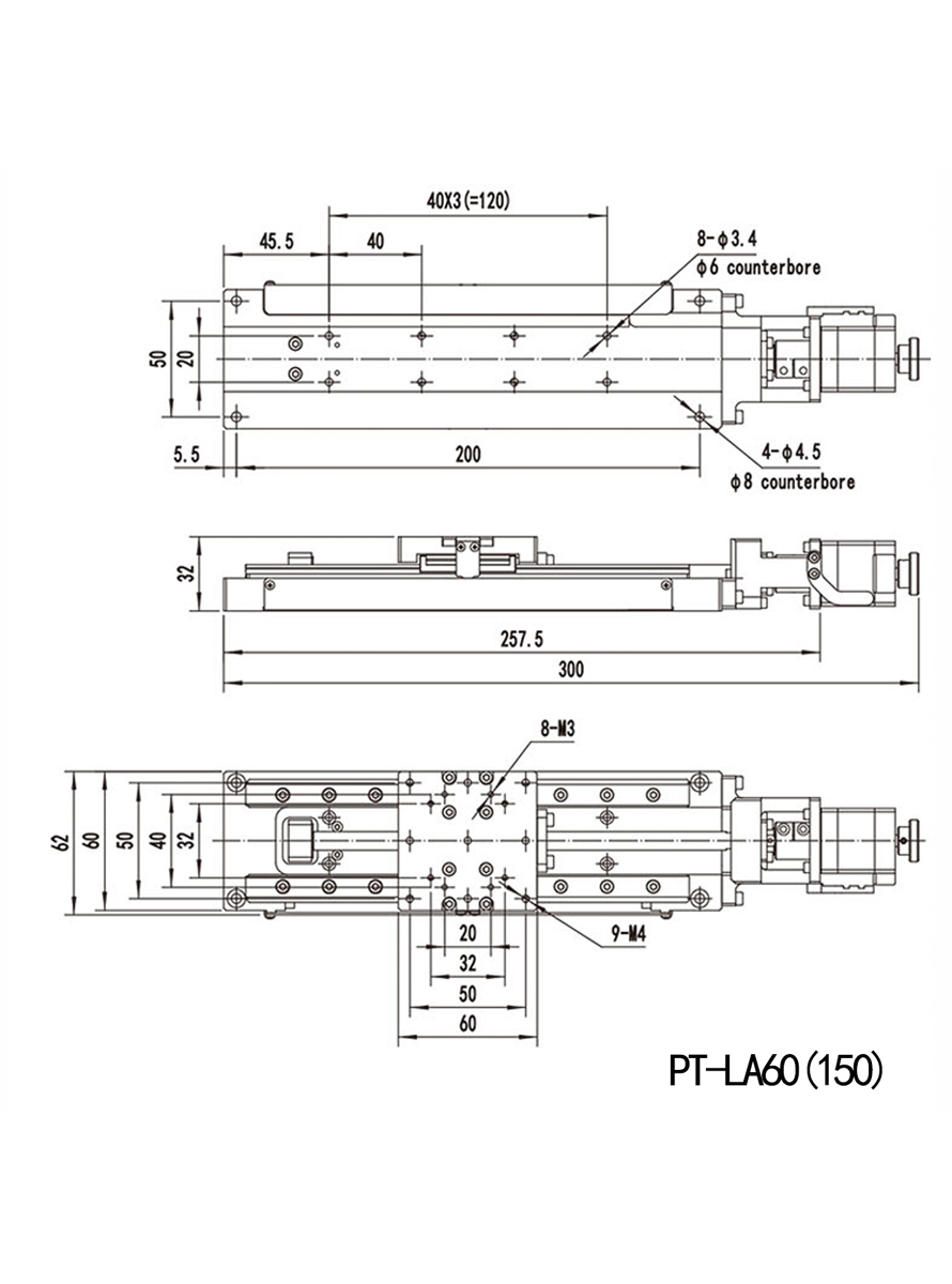 精密紧凑型电动直线滑台 平移台 PT-LA60 精密紧凑型电动直线滑台 平移台 PT-LA60
