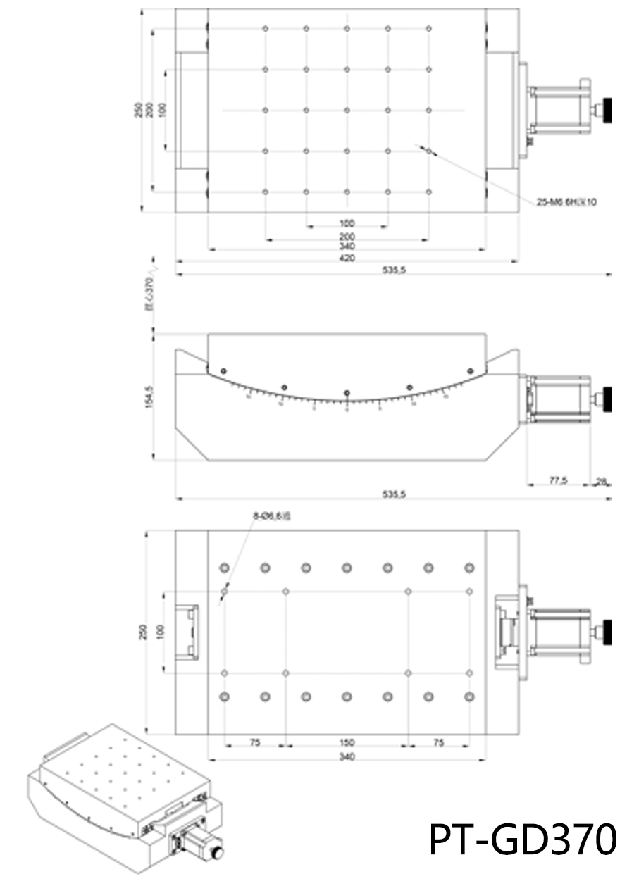 大台面精密电动角位台滑台 台面尺寸250*340mm承载50公斤PT-GD250 大台面精密电动角位台滑台 台面尺寸250*340mm承载50公斤PT-GD250