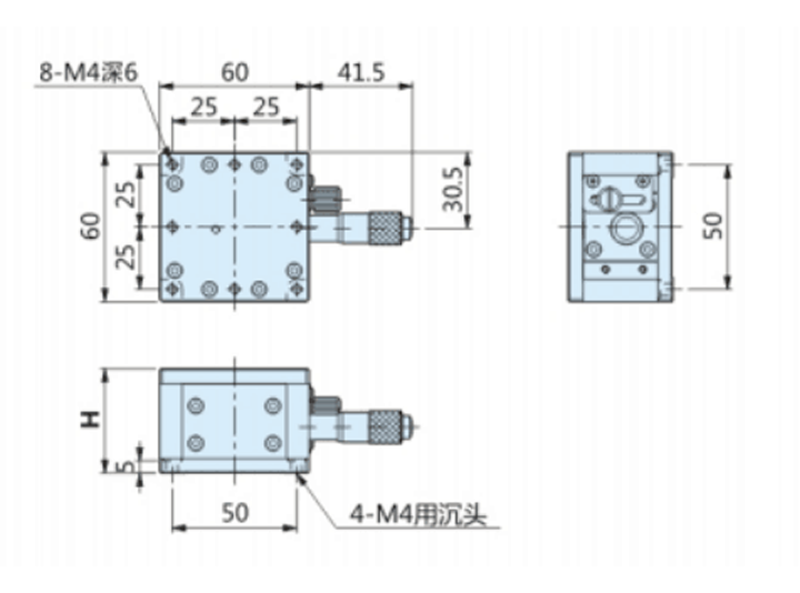 PT-SD60 手动升降台 精密水平Z轴位移台 6mm小型升降机 滚珠导轨