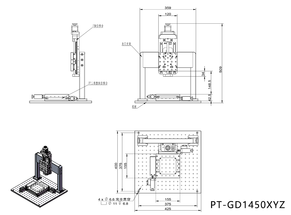 电动XYZ三轴龙门调节台 位移台,升降台 PT-GD1450XYZ 电动XYZ三轴龙门调节台 位移台,升降台 PT-GD1450XYZ