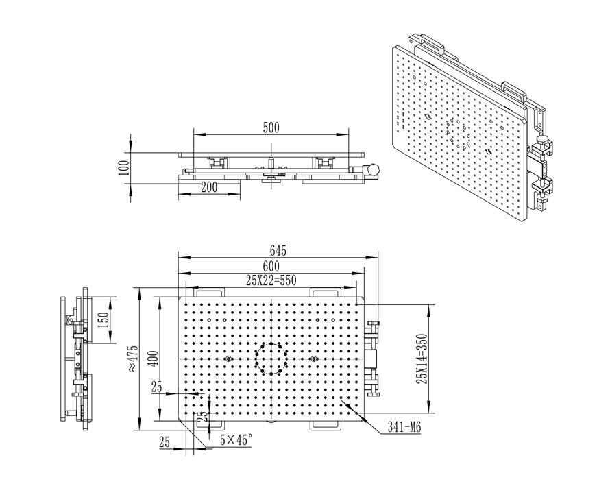 精密手动倾斜俯仰台±3度负载50kg大台面400*600mmPT-QX640