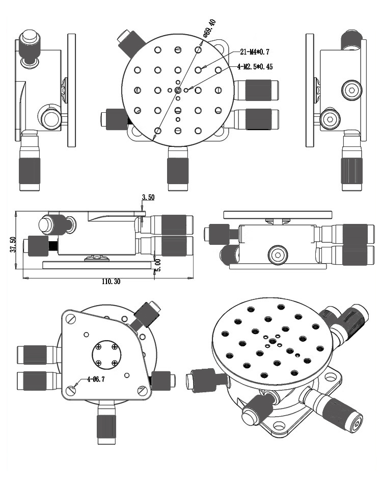 倾斜旋转位移台角度台XYZ轴仰俯偏转平台光学高精度微调PT-QX96 倾斜旋转位移台角度台XYZ轴仰俯偏转平台光学高精度微调PT-QX96