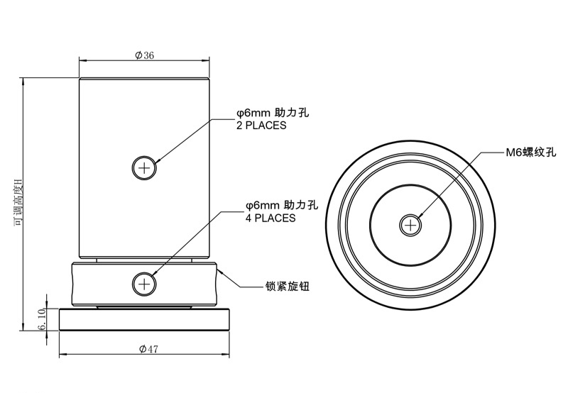 高度调节杆 不锈钢升降杆接杆 高度可调光学支撑杆PCB100 PCB150