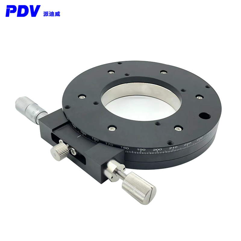 R轴中空旋转滑台360°角度手动精密微调光学位移台PT-SR80 R轴中空旋转滑台360°角度手动精密微调光学位移台PT-SR80