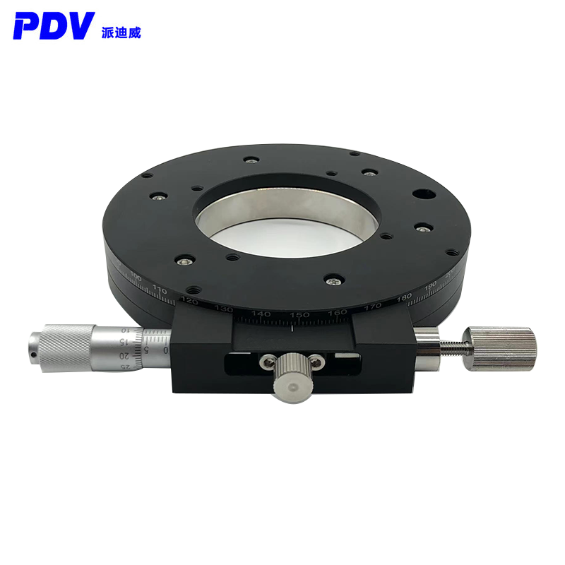 R轴中空旋转滑台360°角度手动精密微调光学位移台PT-SR80 R轴中空旋转滑台360°角度手动精密微调光学位移台PT-SR80