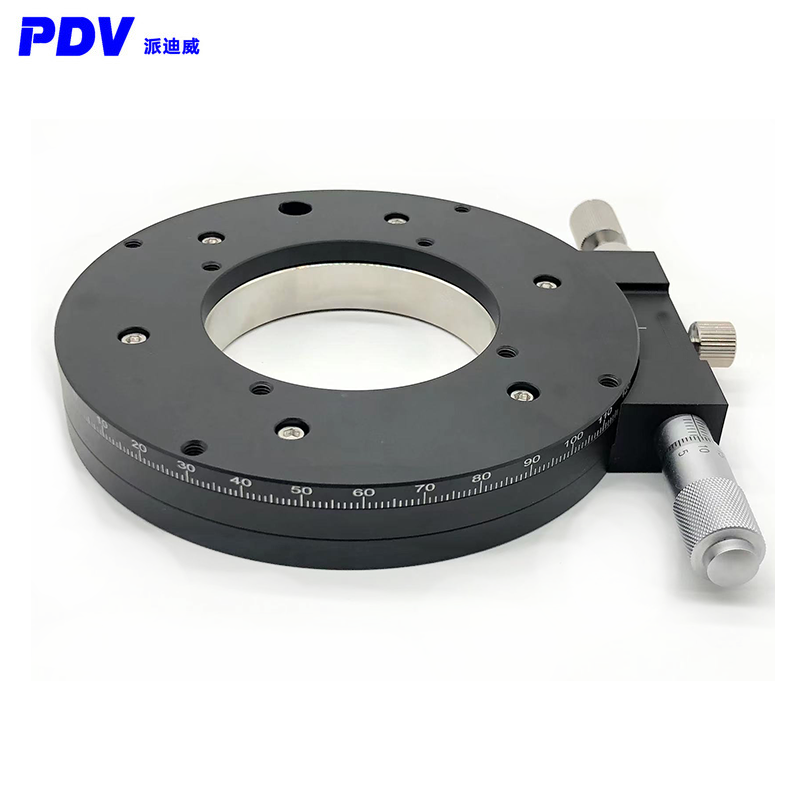 R轴中空旋转滑台360°角度手动精密微调光学位移台PT-SR80 R轴中空旋转滑台360°角度手动精密微调光学位移台PT-SR80